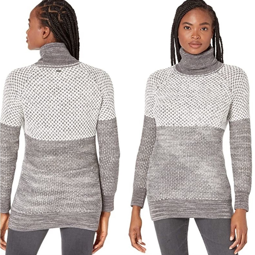 Prana - grey and white, “Abelle” tunic sweater, M, open weave - Picture 2 of 12